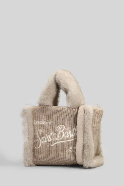 Mc2 Saint Barth Vanity Mini Shearling Ribb Tote In Neutral