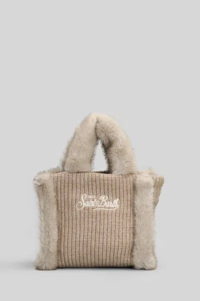 Mc2 Saint Barth Vanity Mini Shearling Ribb Tote In Neutral