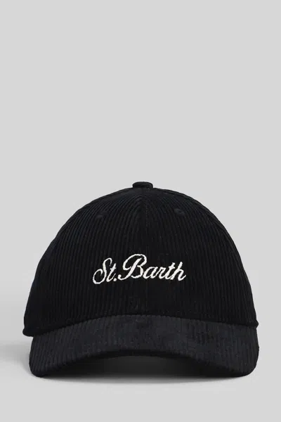 Mc2 Saint Barth Baseball Corduroy Hats In Black