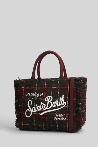 Mc2 Saint Barth Check Fringed Tote Bag In Red