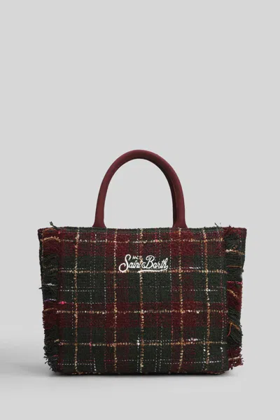 Mc2 Saint Barth Check Fringed Tote Bag In Red