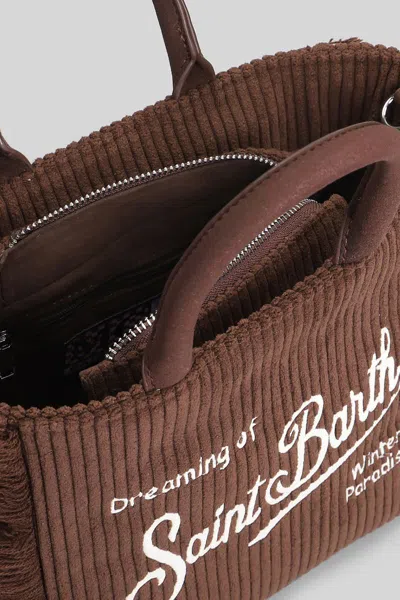 Mc2 Saint Barth Vanity Mini Corduroy Tote In Brown