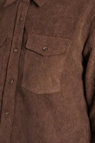 Mc2 Saint Barth Deer Corduroy Shirt In Brown Polyester In Multi