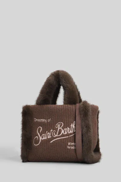 Mc2 Saint Barth Vanity Mini Shearling Ribb Tote In Brown