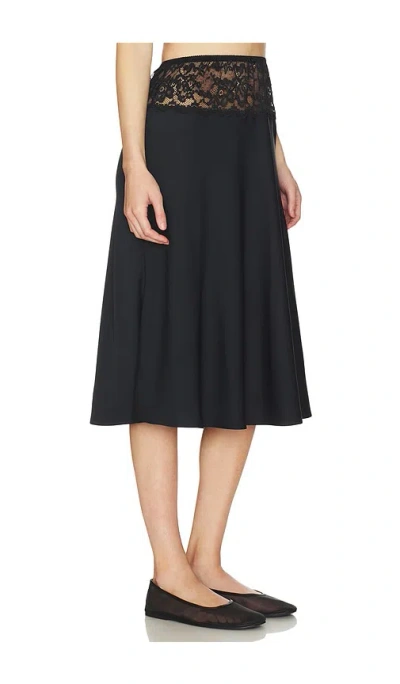 Frankies Bikinis Harper Satin Midi Skirt In Black