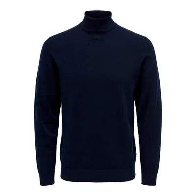 Only & Sons Blue Polyester Turtleneck In Blue
