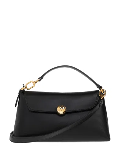 Furla Mini Sfera Turnlock Leather Tote Bag In Black