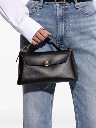 Furla Mini Sfera Turnlock Leather Tote Bag In Black