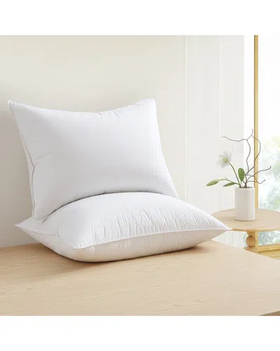 Unikome 300 Thread Count 2-pack Breathable Cotton Cover Goose Feather Down  Pillows In White
