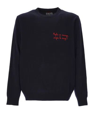 Mc2 Saint Barth Sweater With Embroidery In Blue