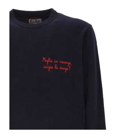 Mc2 Saint Barth Sweater With Embroidery In Blue