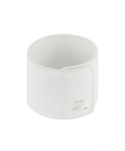 Courrèges Logo Slap Bracelet In White
