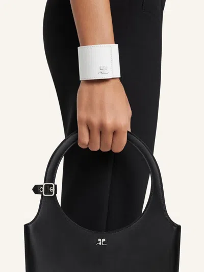 Courrèges Logo Slap Bracelet In White