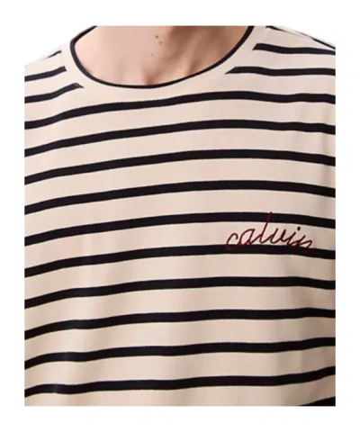 Calvin Klein Jeans Est.1978 Compact Rib Stripe Easy Tee In Neutral