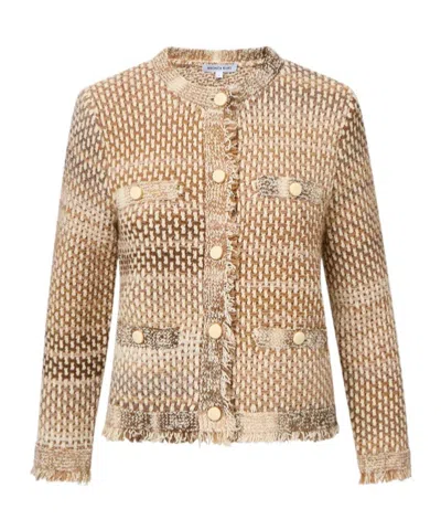 Veronica Beard Womens Desert Khaki Multi Sariyah Fringed-trims Cotton-blend Jacket In Neutral
