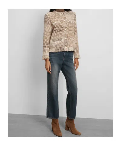 Veronica Beard Womens Desert Khaki Multi Sariyah Fringed-trims Cotton-blend Jacket In Neutral