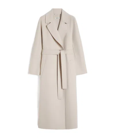 Max Mara Wool Drap Wrap Coat In Neutral