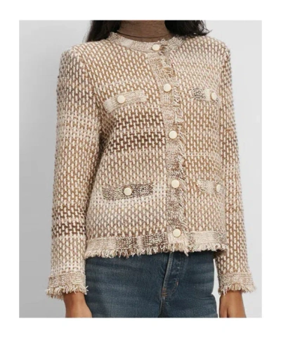 Veronica Beard Womens Desert Khaki Multi Sariyah Fringed-trims Cotton-blend Jacket In Neutral