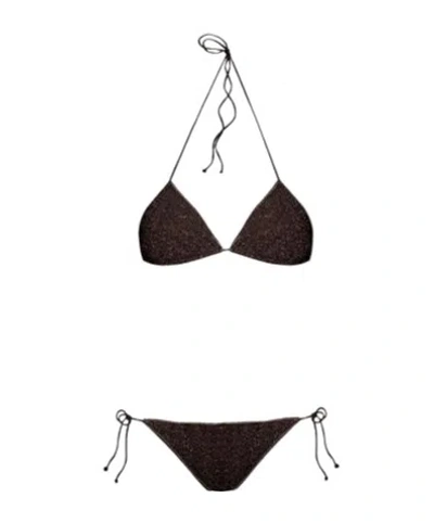 Oseree Sequined Tie-up Two-piece Bikini In Brown