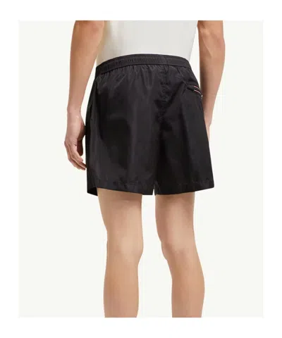 Moncler Logo Patch Swim Shorts With Elastic Waist In Black