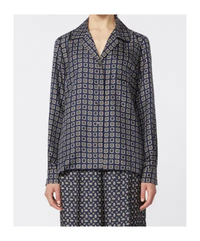 Max Mara Semi-fitted Printed Silk Shirt - Ultramarine In Blue