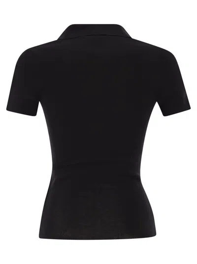 Max Mara Albero Wool Polo Shirt Collared Neck In Blue