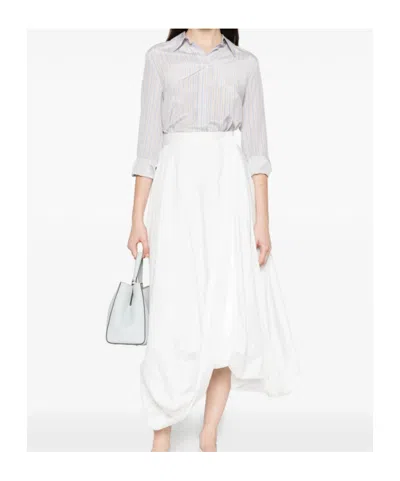 Max Mara Striped Long-sleeve Shirt In White