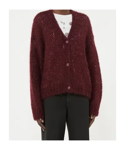 Weekend Max Mara Cardigan In Mohair In Burgundy