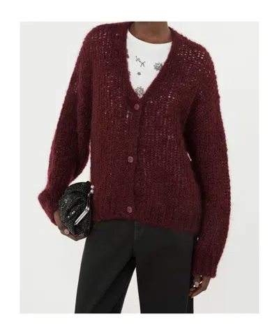 Weekend Max Mara Cardigan In Mohair In Burgundy