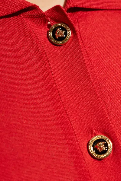 Versace Buttoned Collar Cardigan In Red