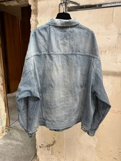 Balenciaga Collared Denim Jacket In Gray