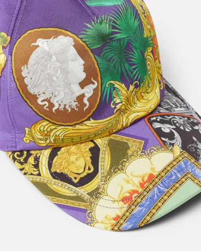 Versace Printed Twill Baseball Cap In Multi