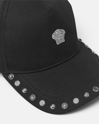 Versace Embellished Baseball Cap In Black