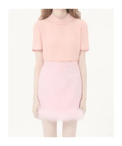 Valentino Silk Layered Collar T-shirt In Pink