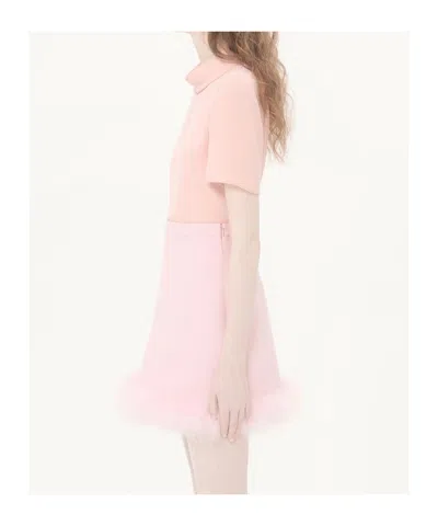 Valentino Silk Layered Collar T-shirt In Pink