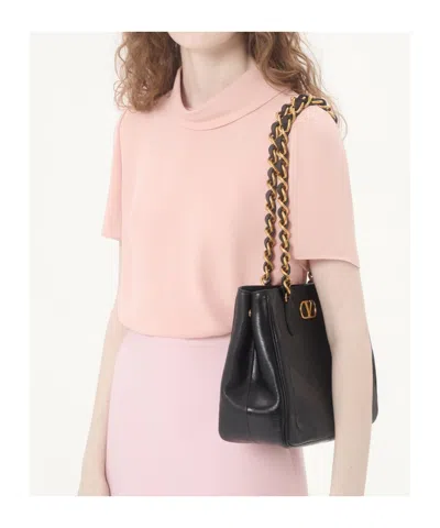 Valentino Silk Layered Collar T-shirt In Pink