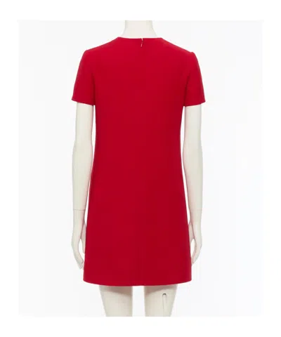 Valentino Womens Paris Pocket-front Short-sleeve Wool-blend Midi Dress In Red