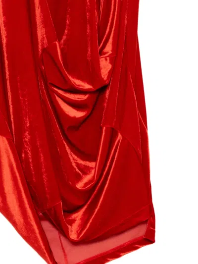 Comme Des Garçons Draped Mini Dress In Red