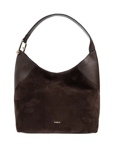 Furla Medium Lara Panelled Tote Bag In Brown