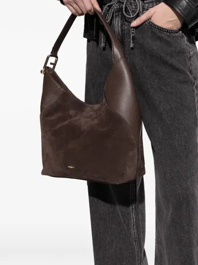 Furla Medium Lara Panelled Tote Bag In Brown