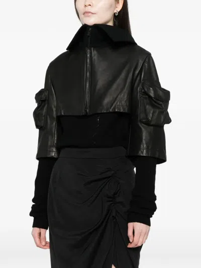 Yohji Yamamoto Horse Suede Ribbed Sleeves Jacket In Black