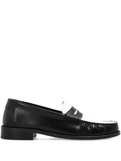 Furla Colourblock Leather Loafers In Black