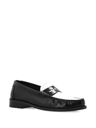 Furla Colourblock Leather Loafers In Black