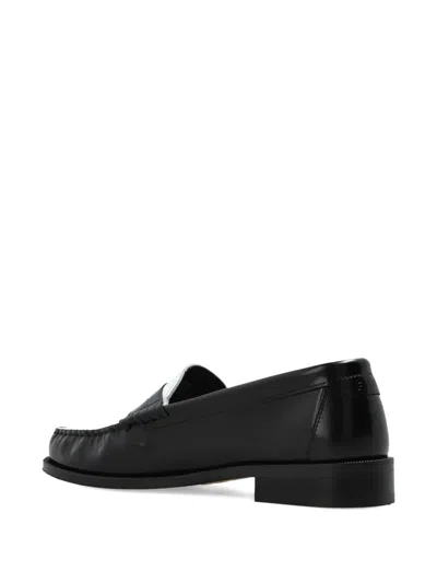 Furla Colourblock Leather Loafers In Black