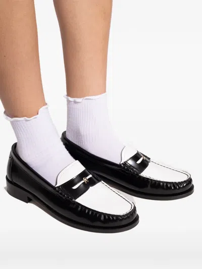 Furla Colourblock Leather Loafers In Black