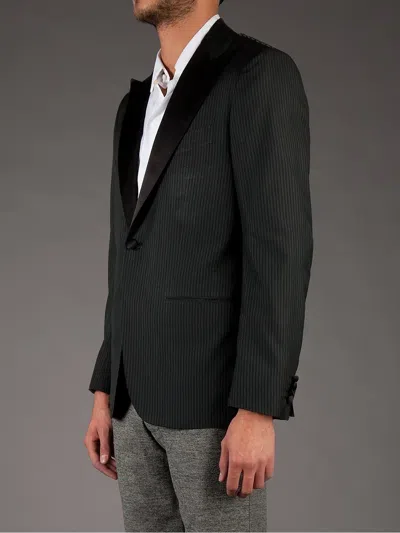 Kiton Striped Blazer In Black