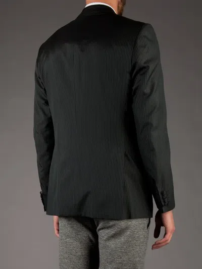 Kiton Striped Blazer In Black