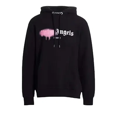 Pre-owned Moncler Palm Angels Miami Sprayed Logo Hoodie 'black/pink' | Men's Size Xs