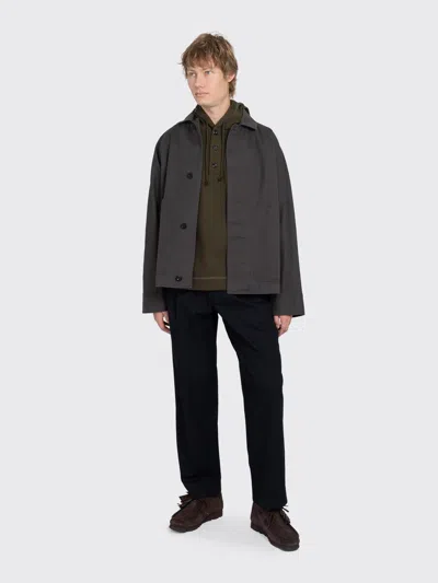 Margaret Howell Mhl Button Hoodie Open End Jersey In Green