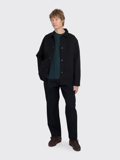 Margaret Howell Mhl. Chore Shirt Double Twisted Cotton Canvas In Black